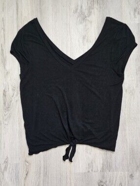Chaser Buttery Soft Casual V Neck Front Tie Top